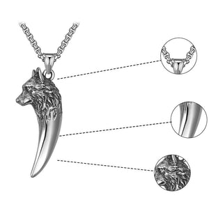 Collier tête de loup en acier au titane