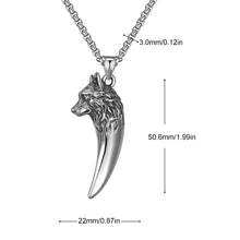 Charger l&#39;image dans la galerie, Collier tête de loup en acier au titane