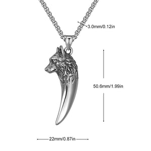 Collier tête de loup en acier au titane