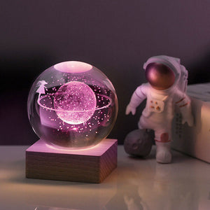 Lampe de veilleuse boule de cristal 3D Galaxy