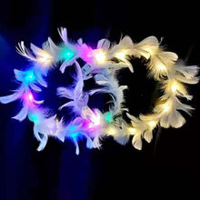 Charger l&#39;image dans la galerie, Couronne de plumes lumineuses à DEL douces pour filles