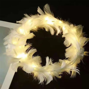 Couronne de plumes lumineuses à DEL douces pour filles