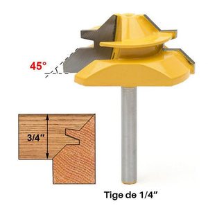 Mèche de toupie à onglet verrouillable à 45 °