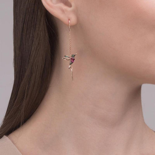 Boucles d'Oreilles Élégantes en Strass Colibri pour Femmes