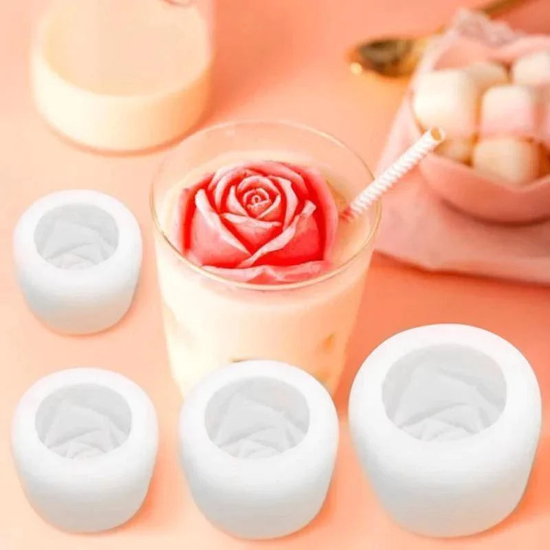 Moule à Glaçons en Forme de Rose en Silicone 3D