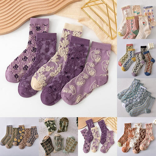 Chaussettes en Coton à Fleurs pour femmes (10 paires)